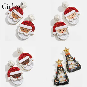 

Girlgo Santa Ba Earrings For Women 2020 Christmas Gift Acrylic Beads Handmade High Quality Deer Bijoux Wholesale Party Gifts New