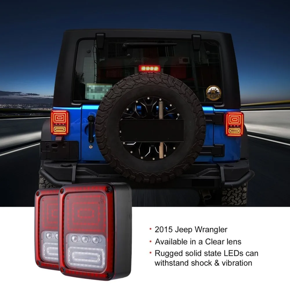 12V светодиодный задний фонарь в сборе Обратный фары заднего тормоза для Jeep Wrangler 07-16 прочного АБС-пластика с Корпус прозрачные линзы ПММА супер яркий