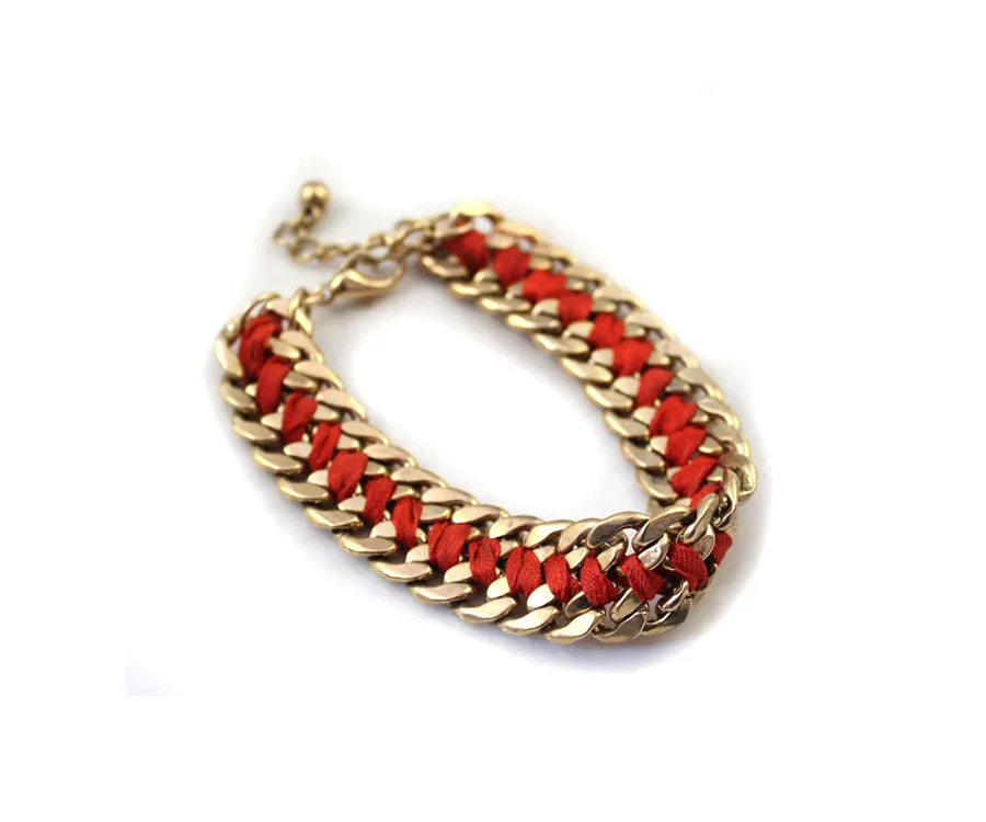 Модный очаровательный браслет и браслет преувеличенный золотой браслет-цепочка Femme высокого качества веревка тканая бижутерия