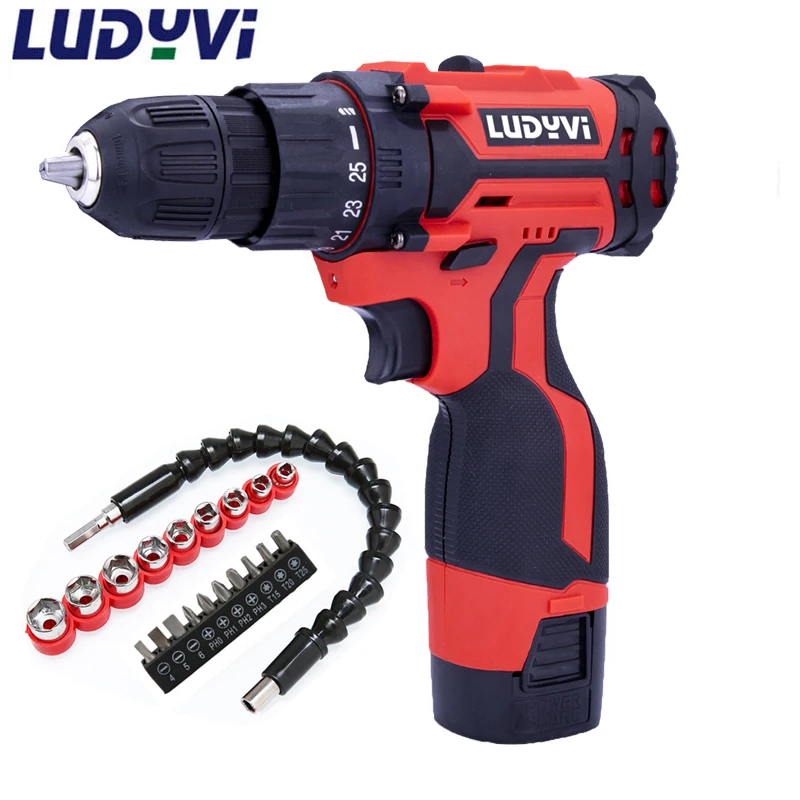 

12V/16V Electric Screwdriver Lithium Battery Multi-function Power Tools Cordless Screwdriver 2-Speed 25Torque Mini Drill