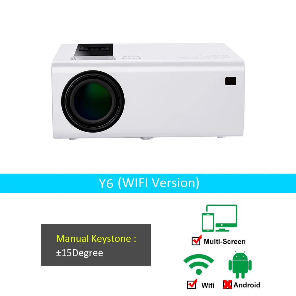 samsung projector VCHIP Y6 Mini Projector For Home Theater Supports 1080P WiFi TV LED HDMI USB Portable Media Player Smart Phone Beamer With Gift led projector Projectors