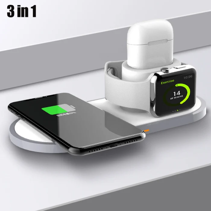 3 In1 QI Wireless Charger Dock Stand Fast Charge for iPhone Headsets Apple Watch VDX99