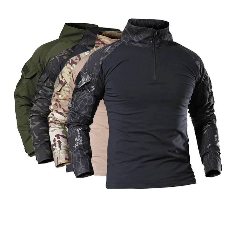 Men's Tactical T-Shirt Military Army Camouflage Long-Sleeve Male Hunting Breathable Sport Clothes Autumn Spring Cotton |