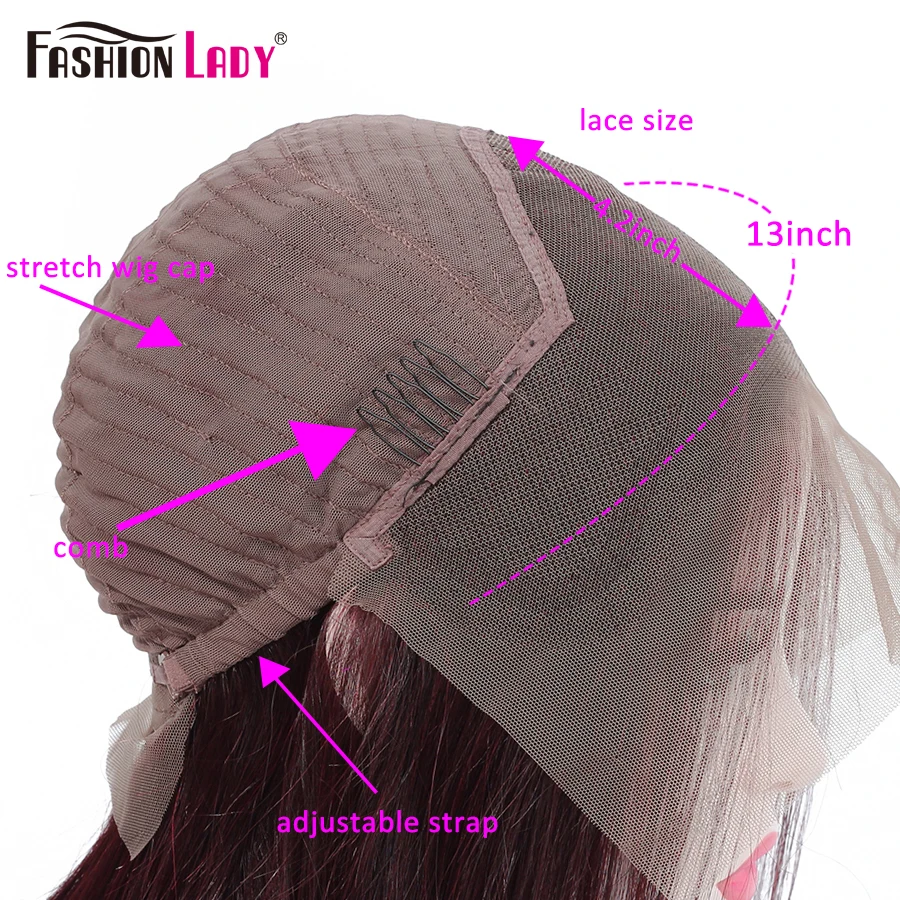 Fashion Lady Red 99j Lace Front Human Hair Wigs Brazilian Short bob lace Front Wigs Pre Colored Remy Human Hair Wig