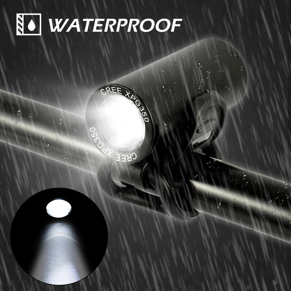 

Waterproof USB Rechargeable Bicycle Light 350 Lumens LED Front Light Headlight Built-In Battery Flashlight Bicycle Accessories