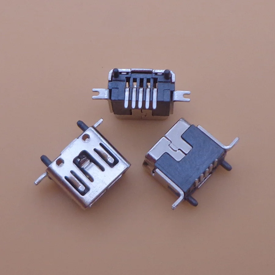 5 шт. мини USB Тип B гнездо контактный DIP вертикальные ножки PCB 180 градусов разъем V3