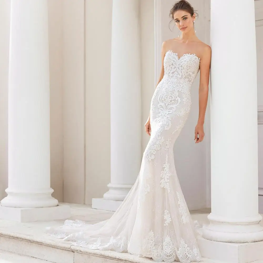 mermaid strapless bridal gowns