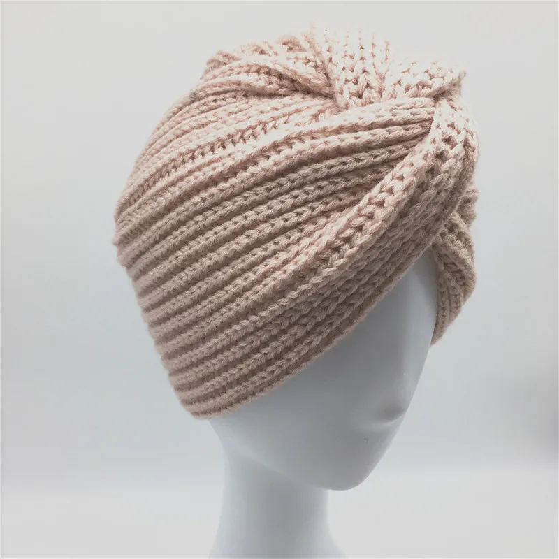 

Women Solid Turban Knitted Ribbed Beanie Girls Pink Hat Warm Winter Hat Grey Hat Hair Accessory Female Blush Beanie Hat