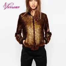 Versear, весенне-осеннее Женское пальто с блестками, куртка-бомбер с длинным рукавом на молнии, уличная туника, Свободная Повседневная Базовая женская верхняя одежда