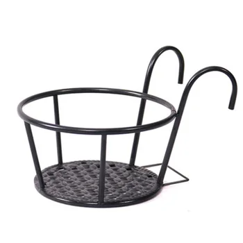 

Balcony Hanging Plant Racks Balcony Round Flower Pot Rack Railing Fence Outdoor Window Iron Metal Bonsai Stand Decoration