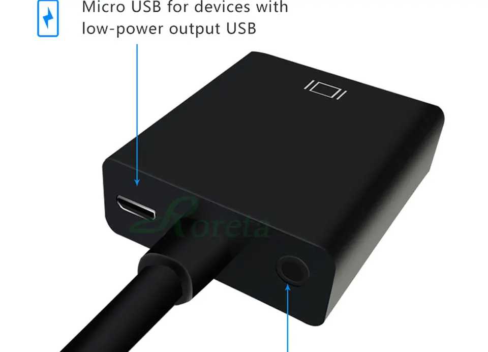 Roreta HDMI в VGA адаптер 1080P цифро-аналоговый видео аудио Мужской в Famale конвертер для ПК ноутбук планшет адаптер