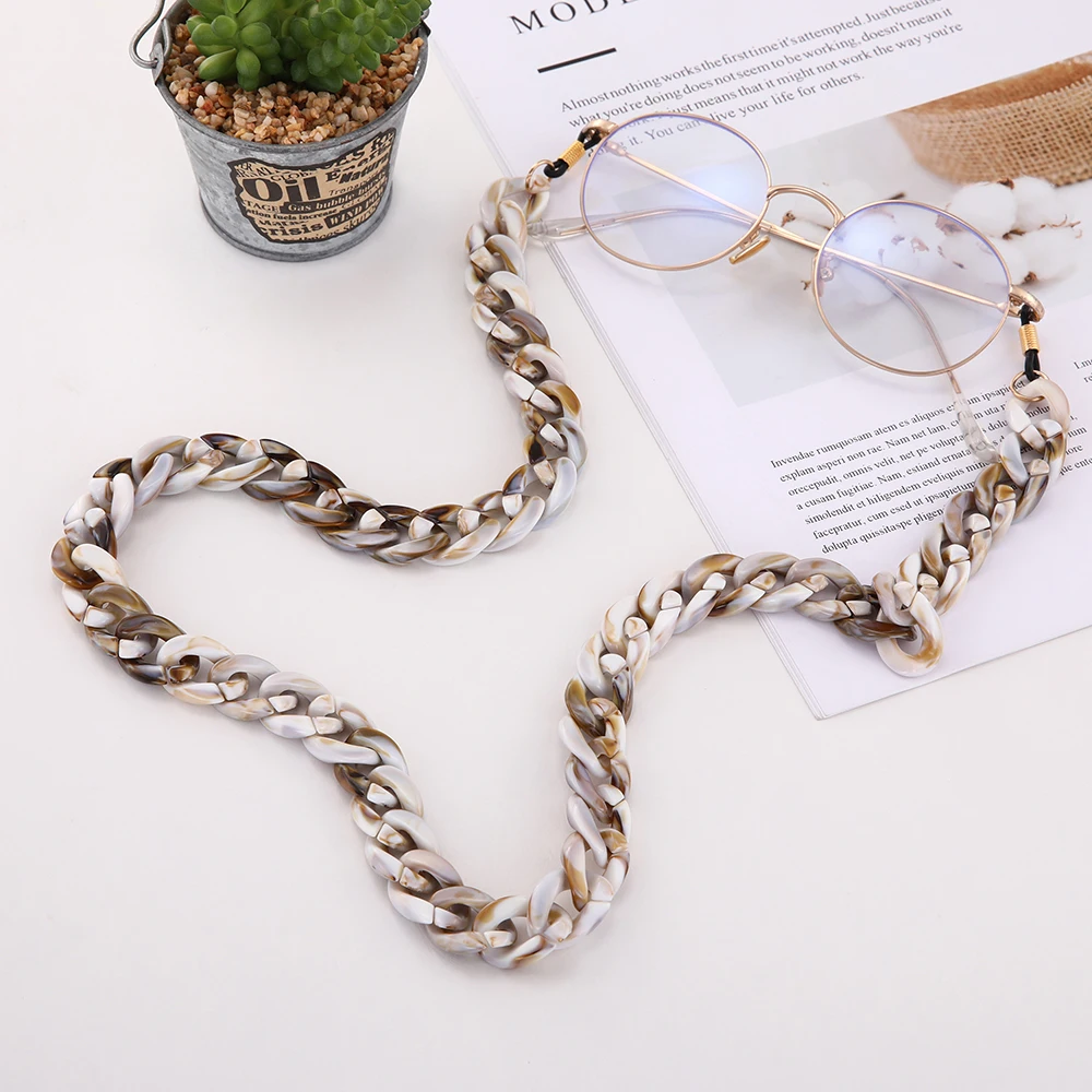 Eueavan 5pcs Acrylic Brown and White Green Wide Glasses Chain Retro Sunglasses Lanyards Straps Reading Eyeglasses Accessories
