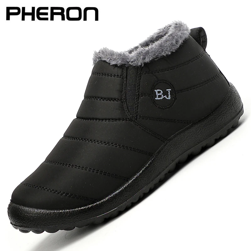 Zapatos informales a la moda para Hombre, mocasines impermeables sin cordones, cálidos, de talla grande, para invierno