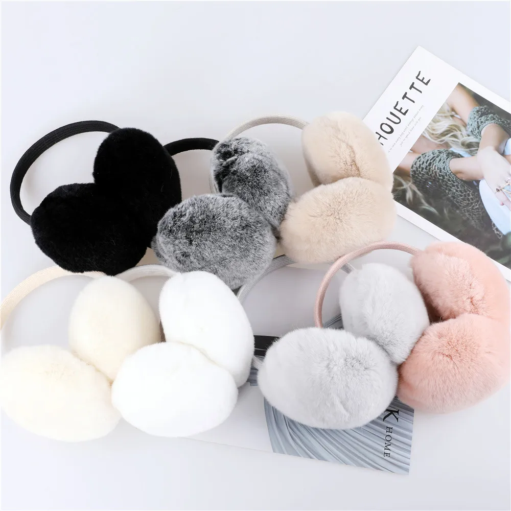 Warm Earmuffs Fur Earmuffs Unisex Women Winter Rex Rabbit Fur Double Sided