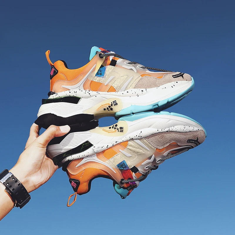 

Walking Footwear Active youth shoes Novelty Sneakers Breathable Shoes Anti-slip cross-tied Climbing Men mixed-colors Platform