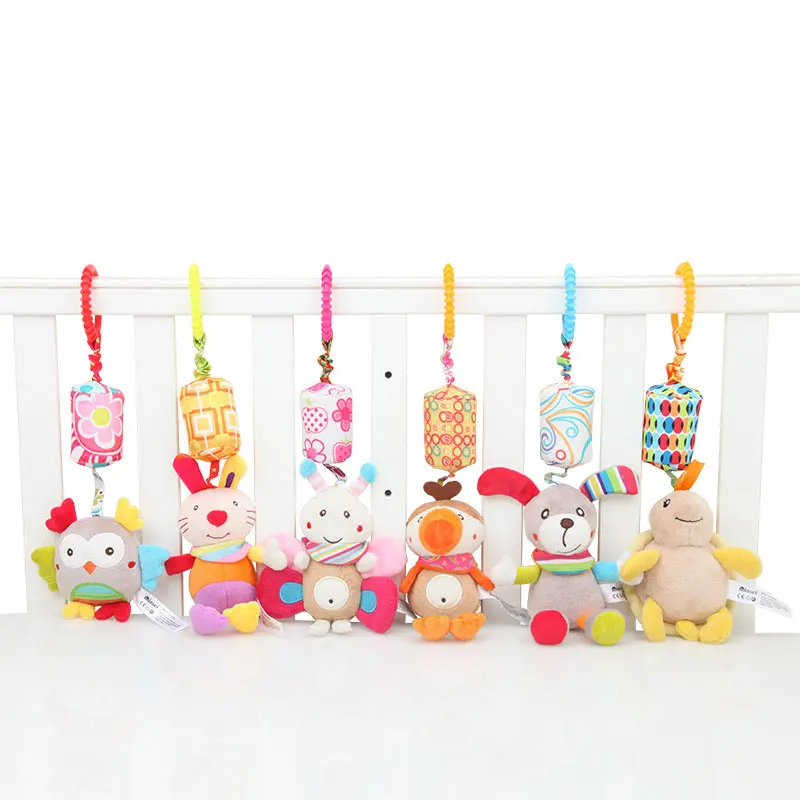 Crib mobile stroller baby rattles toys for newborns wind chimes Animal cartoon soft stuffed dolls toys 2