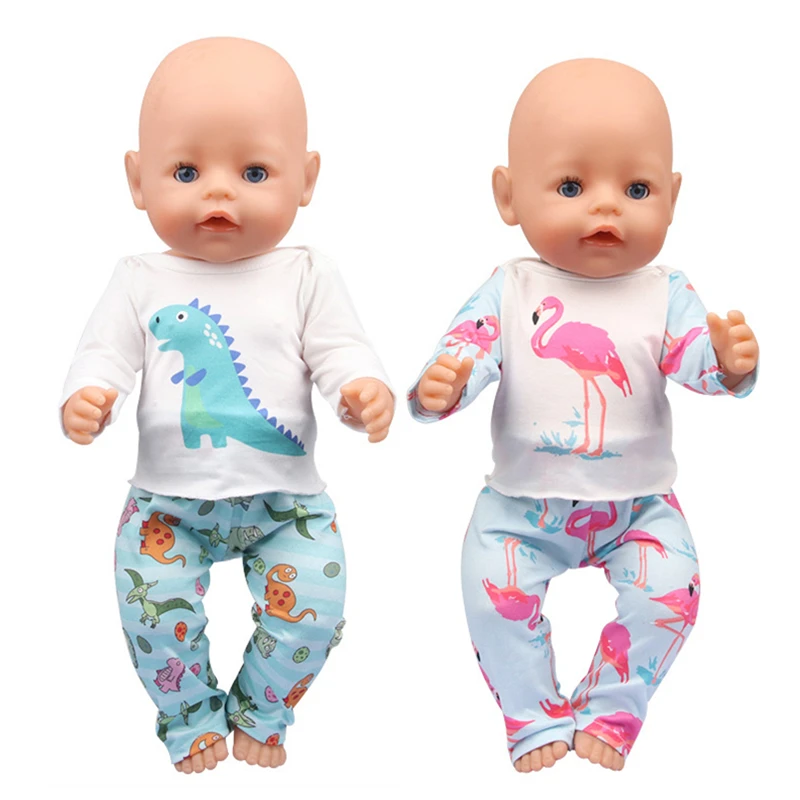43cm Doll Clothes Suit 17 Inch New Baby Born Outfits Flamingo Pattern Girl Birthday Festival Gifts American | Игрушки и хобби
