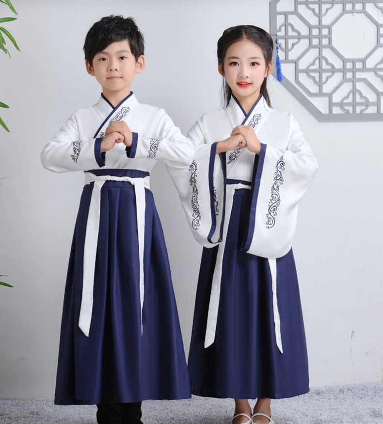 Hanfu для мальчиков и девочек, традиционный китайский национальный костюм, народное платье древней династии, праздничная Новогодняя одежда, костюм Тан, вечерние костюмы для костюмированной вечеринки
