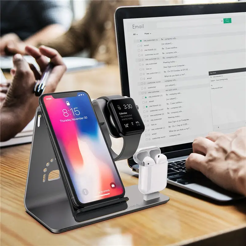 Универсальный Qi беспроводной телефон зарядное устройство Подставка для apple watch зарядное устройство 3 в 1 зарядная док-станция крепление для iPhone 8 samsung S8