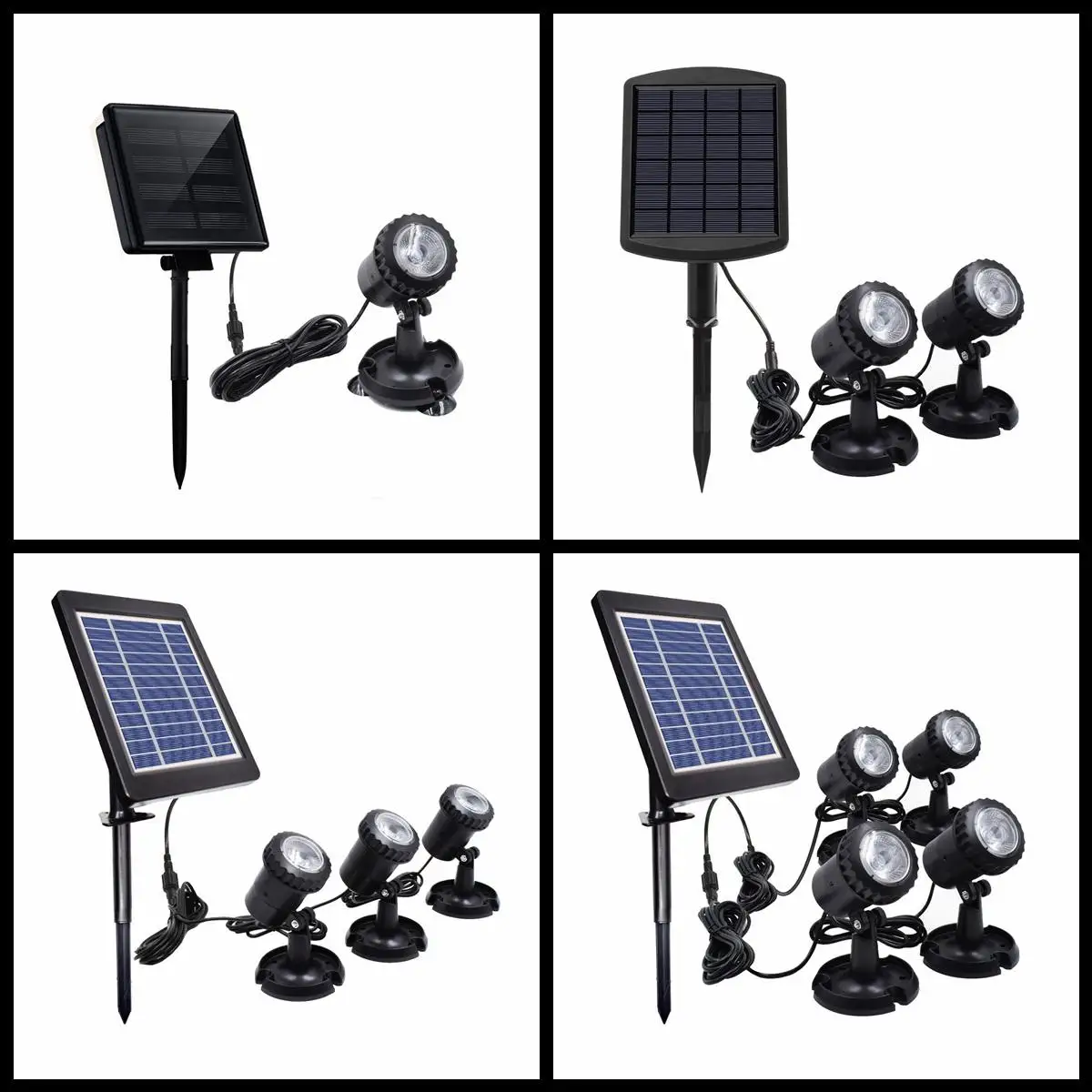 Solar Light Waterproof IP68 1/2/3/4 in1 Underwater Fountain Pond Lights LED Spotlights For Outdoor Amphibious Lawn Pool Garden