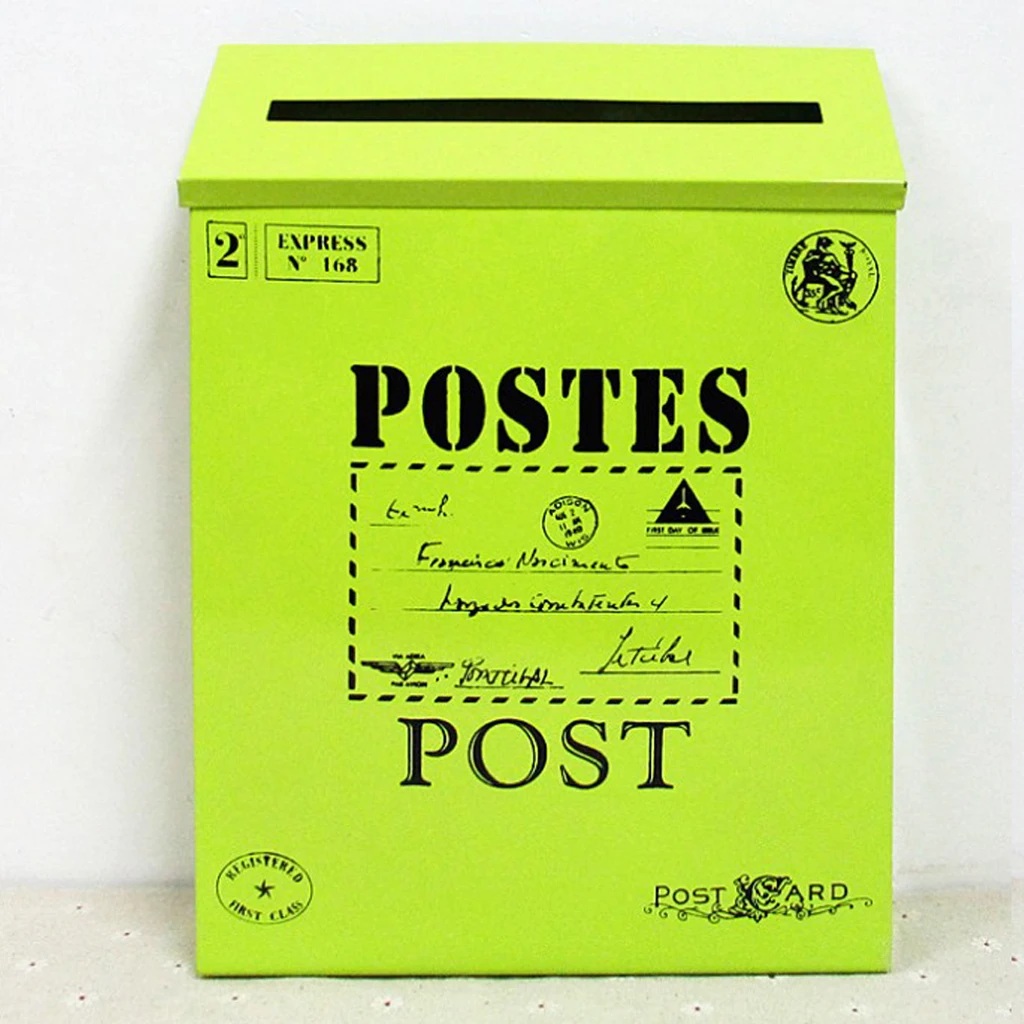  Vintage Galvanized Mailbox Letterbox Postbox Newspaper Holder Box Pink Outside Letter Post Mail Box Magazines Newspaper Box 