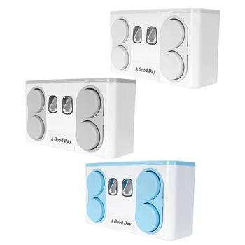

2019 High Quality 4 in 1 Automatic Toothpaste Dispenser+Toothbrush+Hair Dryer+Mug Holder Set Wall Support Wholesale Dropshipping