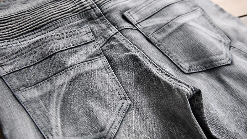 Jeans Men Biker Jean Homme Mens Men'S Classic Fashions Men's Slim Jeans Denim Folds Wash Work Frayed Trousers Zipper Basic Pants
