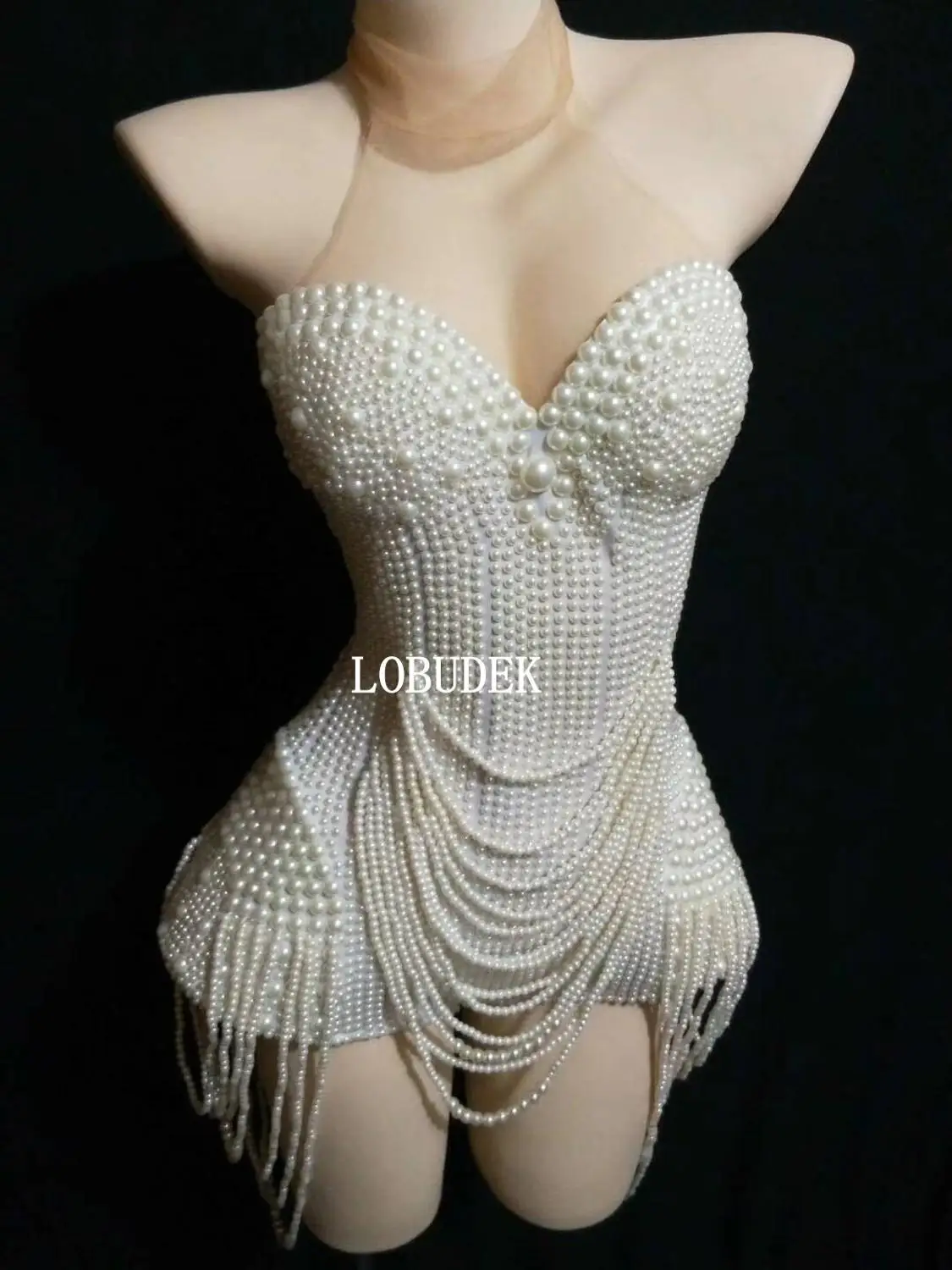 Handmade Sewing Beading Bodysuit Bar Female DJ Singer Jazz Stage Costume Dancer Party Show Nightclub Stage Wear Beads Catsuit