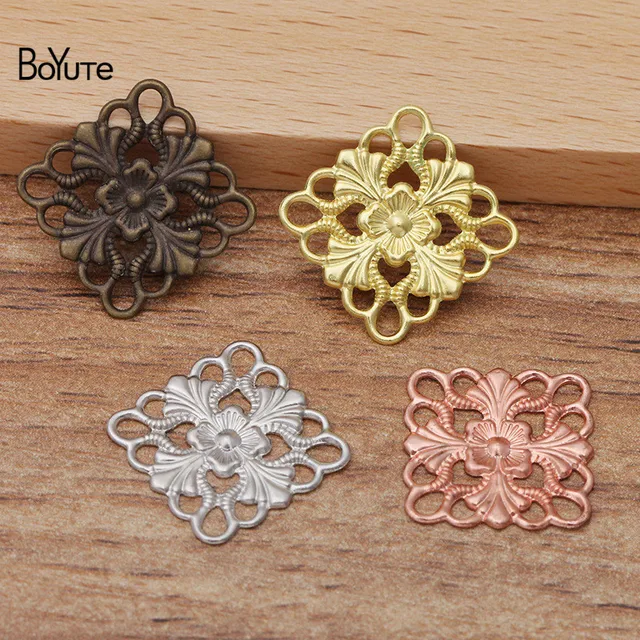 BoYuTe Set Of 15x57MM Pewter Metal Brass Filigree Flower Charms For DIY Jewelry  Making From Boyu_2014, $10.84