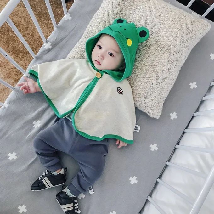 Mini Babe City/Детская осенняя Новинка; плащ в Корейском стиле; Брендовая детская накидка с капюшоном и рисунком лягушки