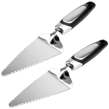 

2PCS Pie Server, Stainless Steel Pie Spatula, Serrated on Both Sides, Comfortable Handle Easy to Grip, Professional Cake