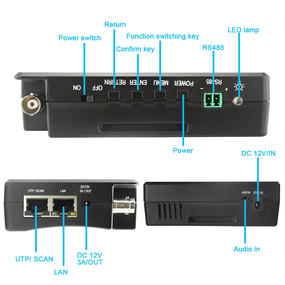  4 inch 4K H265 IP Camera tester 8MP AHD TVI CVI CVBS CCTV Tester Monitor with PTZ Control Rapid ONV