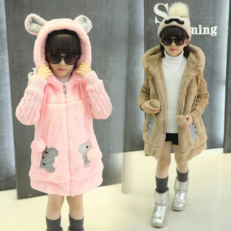 

2018 Winter New Style Girls Padded Cotton Clothes Korean-style Big Boy Children Thick Quilted Leather Grass Cartoon Cotton Coat