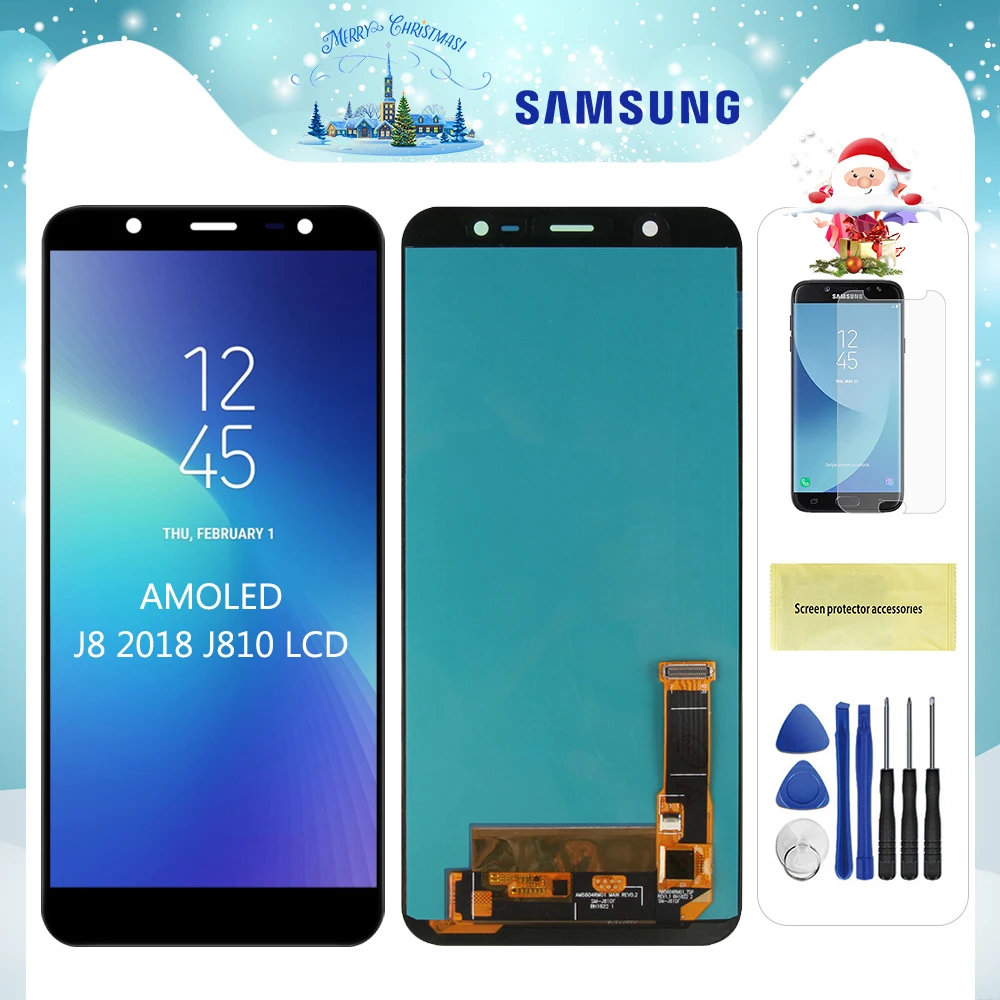 Супер AMOLED lcd для samsung Galaxy J8 J810 lcd J810F J810Y дисплей сенсорный экран дигитайзер Замена для J810 lcd экран