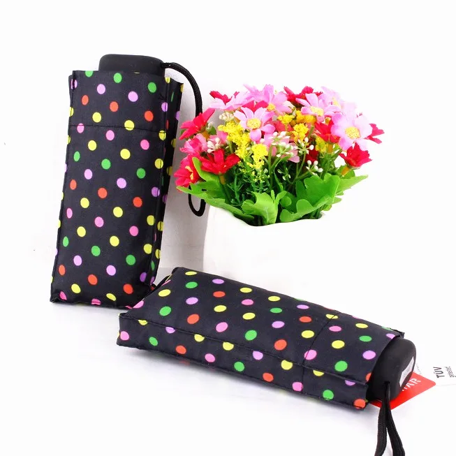 

Currently Available New Style Color Circular Dots Flat Half off kou dai san Parasol Folding Foreign Trade Ultra-Light rechar