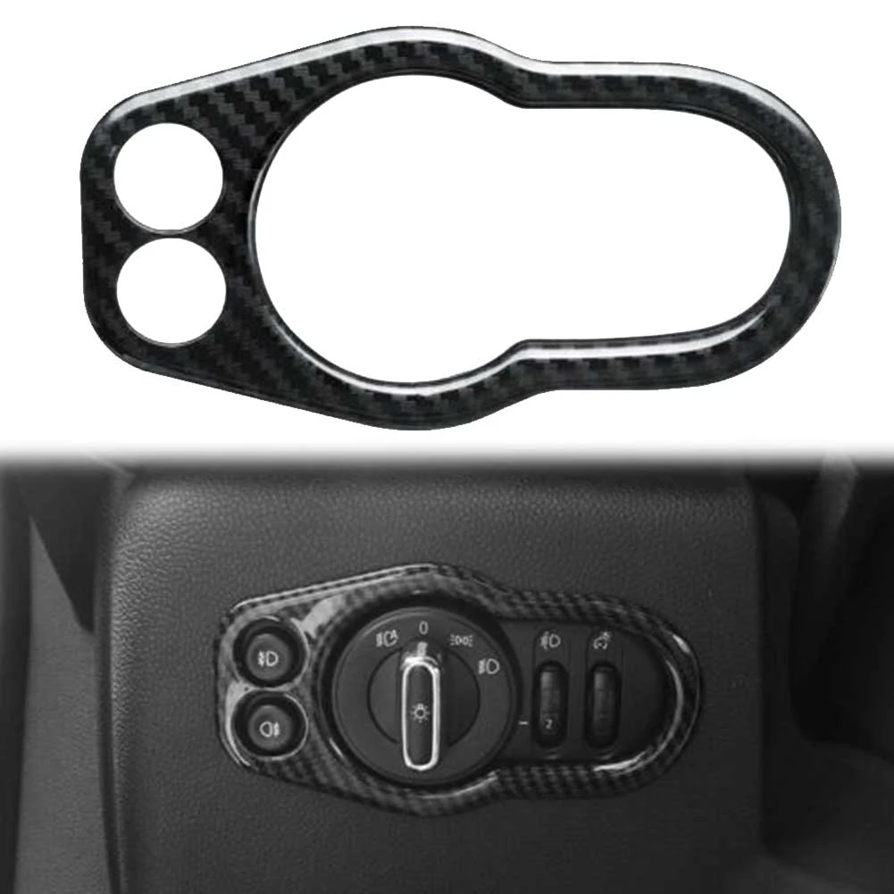 Carbon Fiber Style Car Headlight Switch Cover Trim Decoration For 