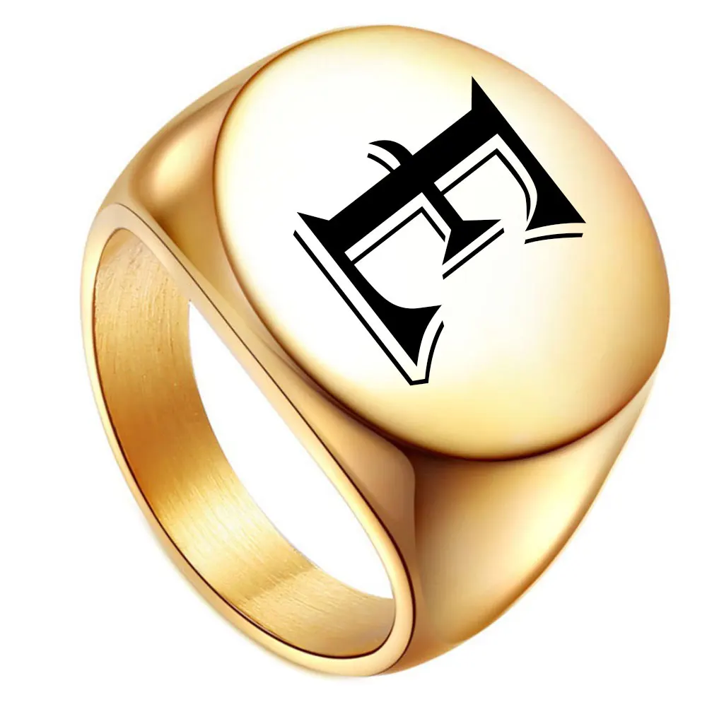 Anello Con Sigillo Personalizzato - Acciaio Inox, Monogramma Inciso, Con Regolatore Misura