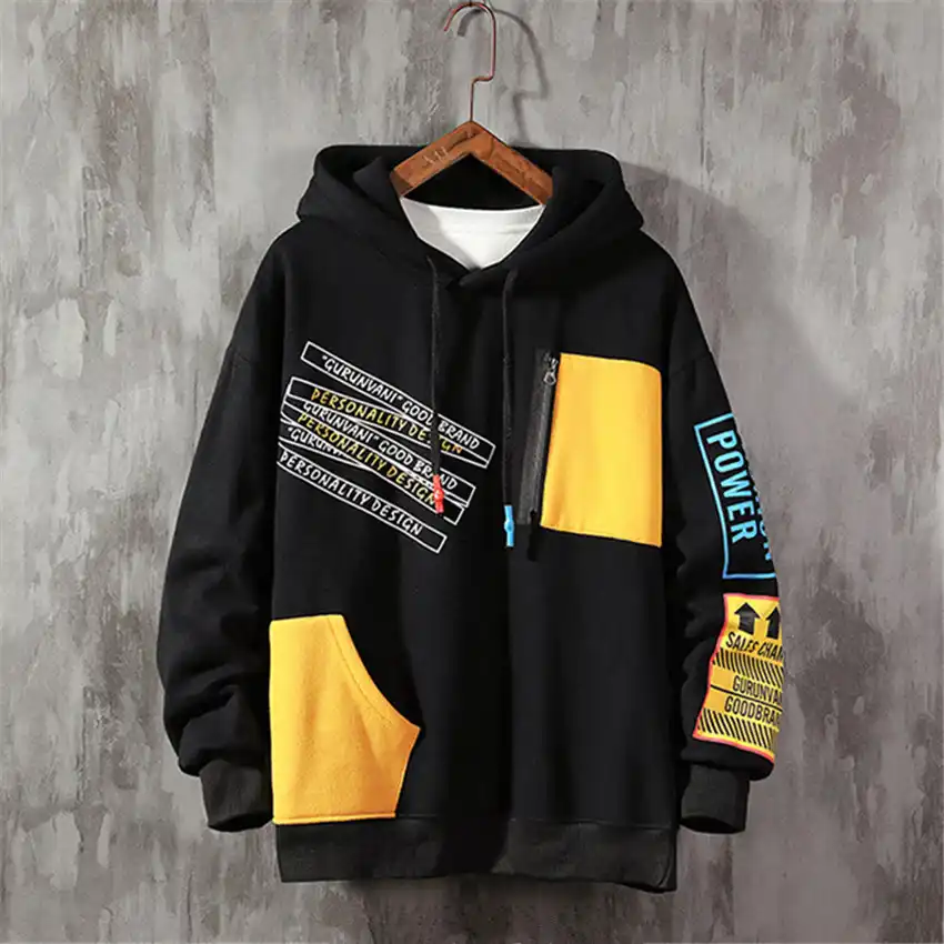 men color block hooded sweatshirt