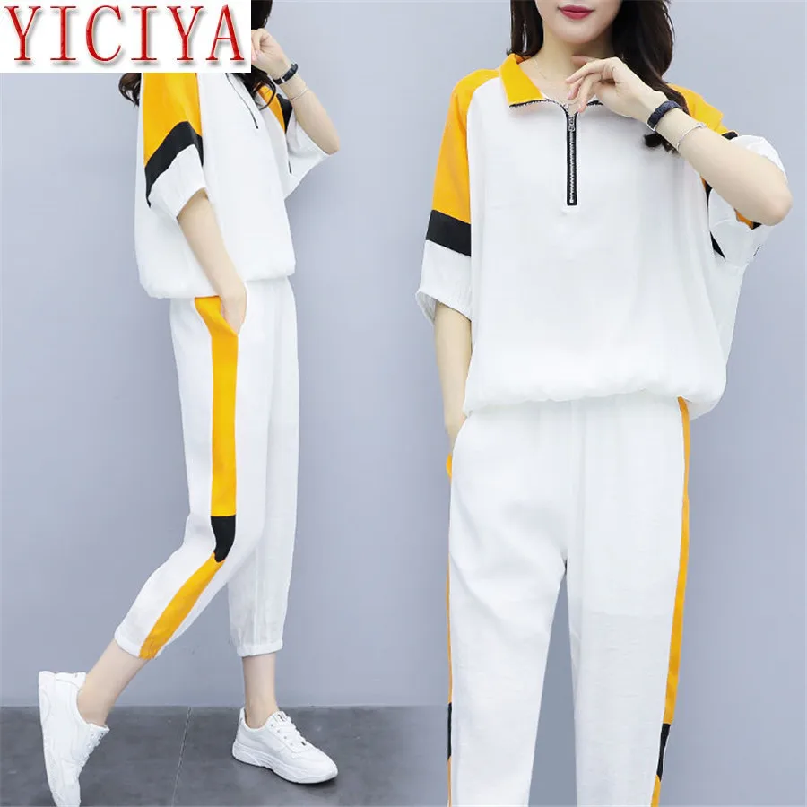 

plus size women Outfits 2 Piece Matching Set Plus Size Tracksuit Sportswear Co-ord Sets for Women Pants Top 2020 Summer Clothes