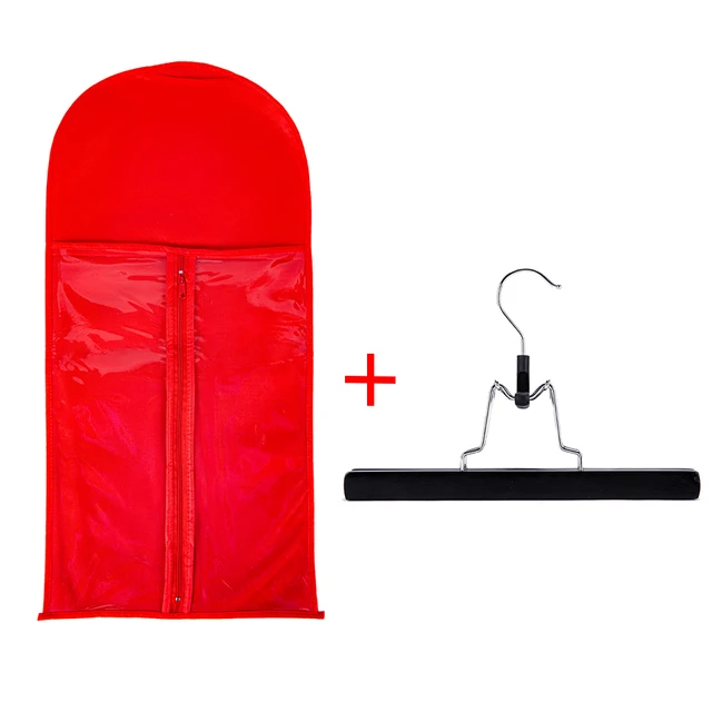 Alileader Wig Storage Bag With Hanger Wig Storage Holder For Hairpieces Non-woven Transparent Wig Accessories Wigs Storage Bag red bag hei hanger
