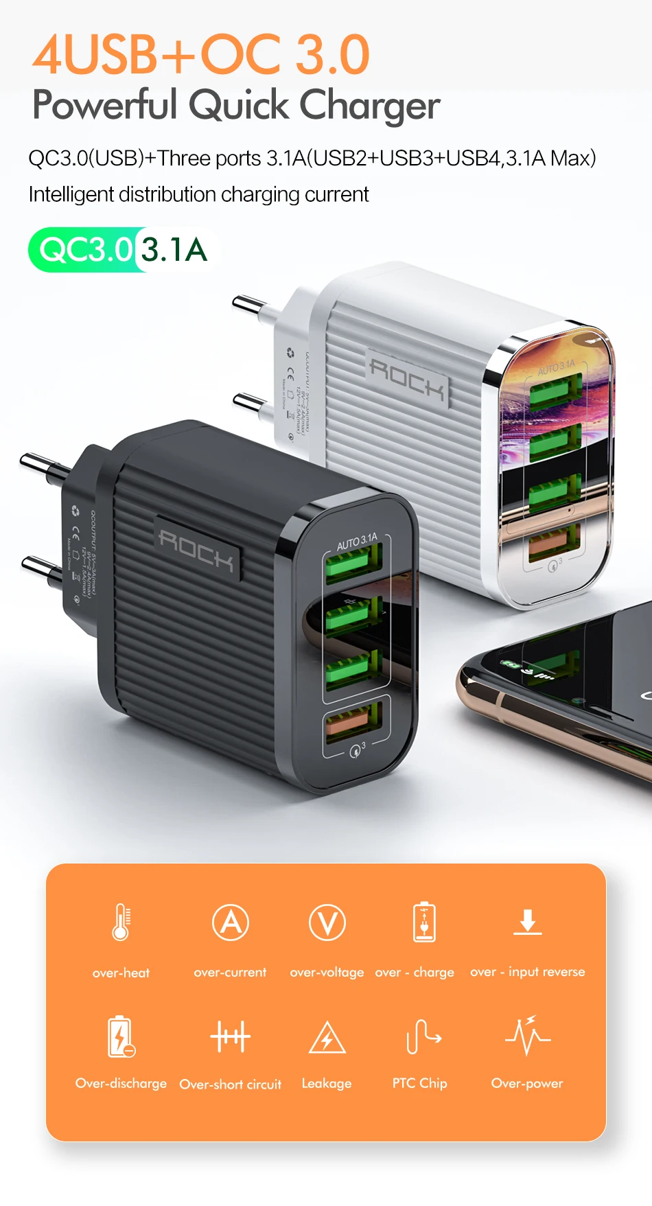 Biaze 35 Вт Быстрая зарядка 3,0 для iPhone зарядное устройство 4 порта USB зарядное устройство для телефона быстрое зарядное устройство для iPhone Xiaomi huawei настенный адаптер для путешествий