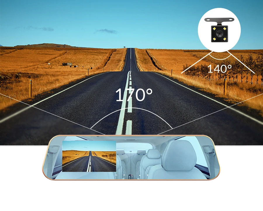 E-ACE A10, хит, Full HD 1080 P, Автомобильный видеорегистратор, камера, авто, 4,3 дюймов, зеркало заднего вида, цифровой видеорегистратор, двойной объектив, Регистрационная видеокамера