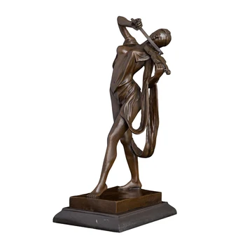 

Female Violin Player Statue Sculpture Bronze Western Sexy Young Woman Violinist Figurine Art for Indoor Decoration Big