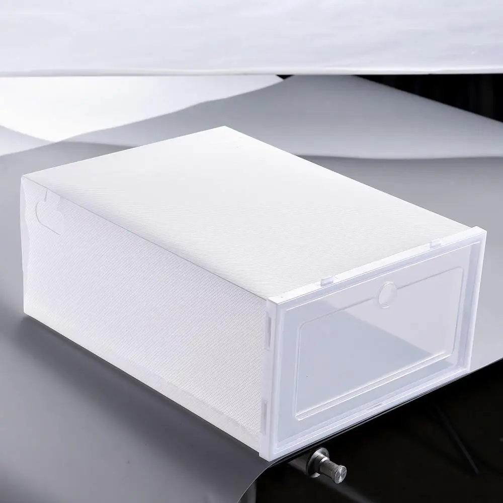 Foldable Clear shoe rack shoe organizer Storage Box Подставка для обуви boite rangement chaussure אחסון#EO24 - Цвет: White L
