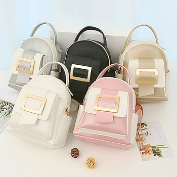 

New Designer Fashion Women Leather Backpack Mini Soft Touch Multi-Function Small Backpack Female Ladies Shoulder Bag Girl Purse