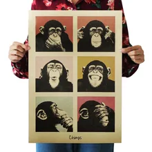 [A218] Горилла делает вещи принцип Ретро плакат из крафт-бумаги экран для помещений кафе декоративная живопись