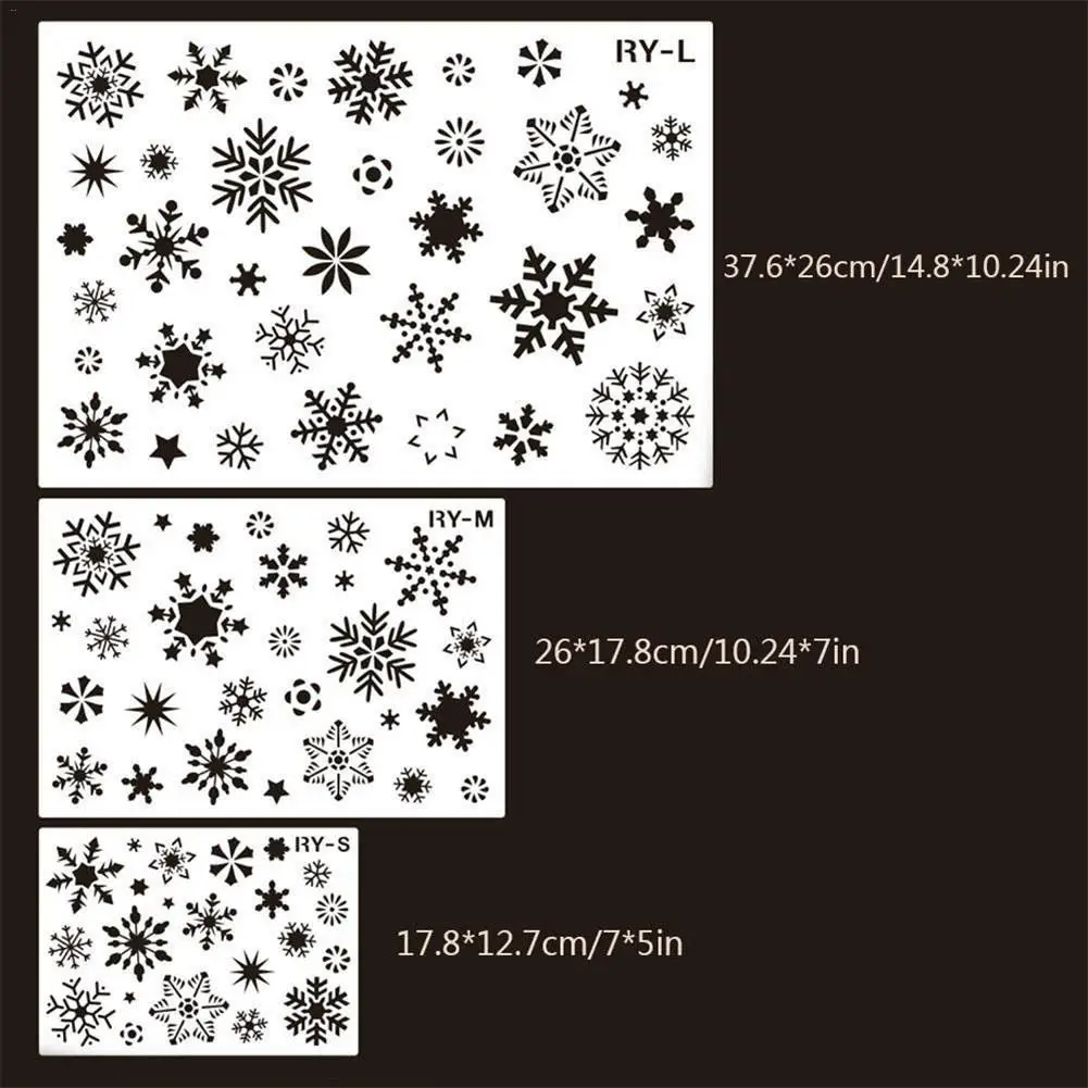 3 шт снежинок трафареты Рождественские украшения Рождественские наборы шаблонов, более 30 снежинок шаблон спрей снег трафарет# SO