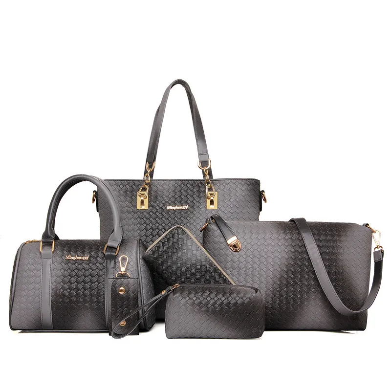 

Gradient Color Hand-woven Handbag Fashion Women's Different Size Bags Six Pieces Set Set WOMEN'S Bag