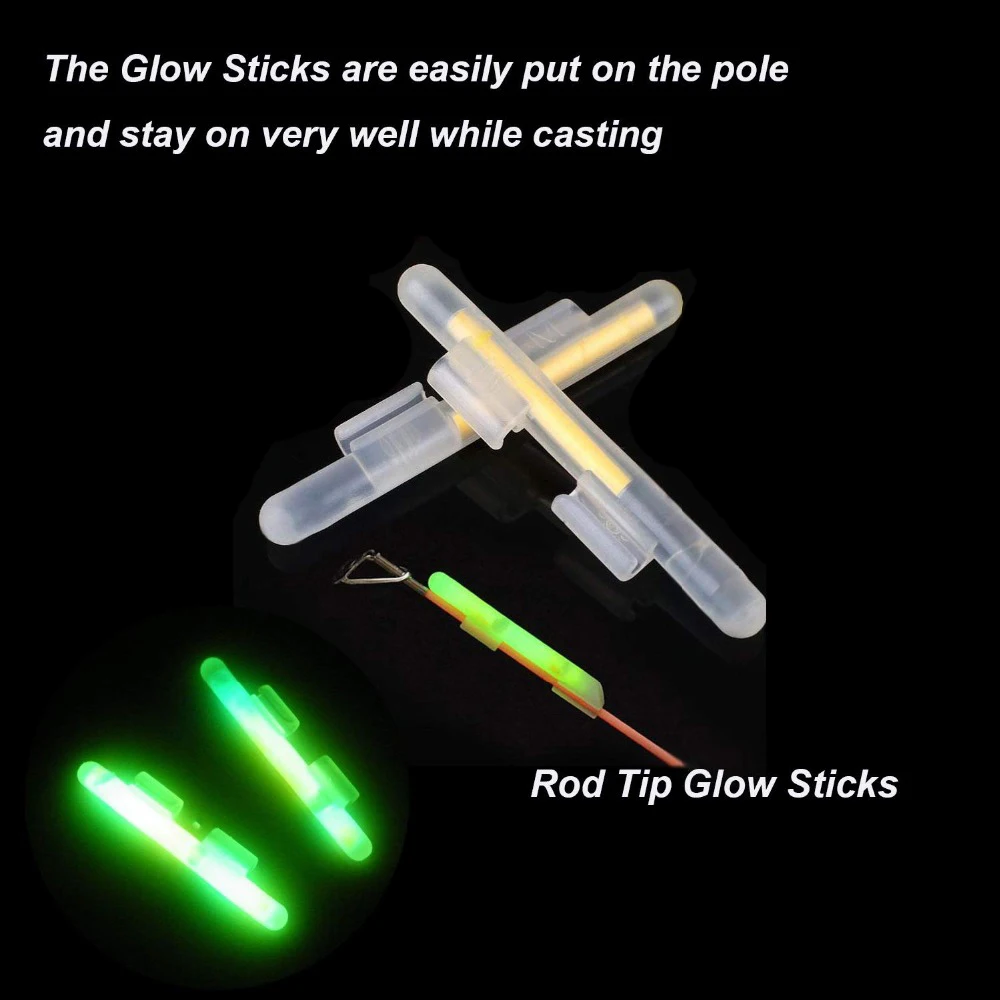 20 Stück 10 Packungen Clip-On Angelruten-Nachtangel-Posenlichter Leuchtende Fluoreszenzspitzen-Lichthalter Effekt-Angelzubehör Köderstäbe – Detail 3