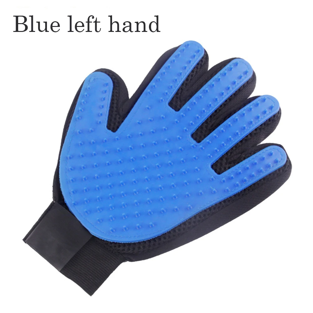 Blue Left Hand Щетка для собак, перчатка для питомцев, мягкая эффективная перчатка для ухода за домашними животными и кошками, перчатка для ванны собак, товары для чистки кошек, перчатка для домашних животных, расчески для собак - Цвет: Blue Left Hand